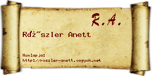 Röszler Anett névjegykártya