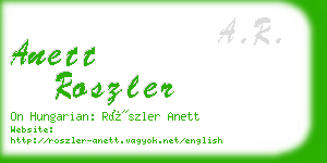 anett roszler business card